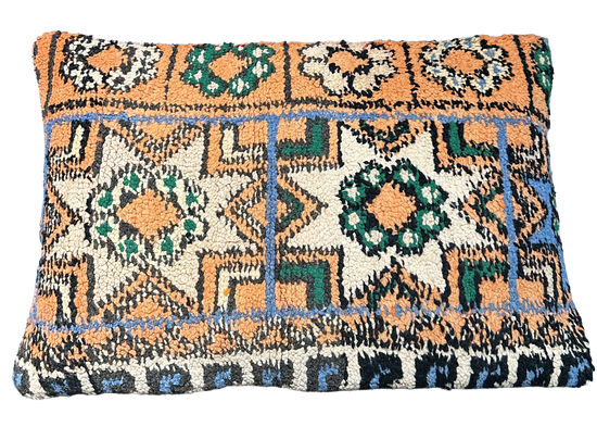 Marokkaans kussen - oranje mix + ster - 60 x 40 cm