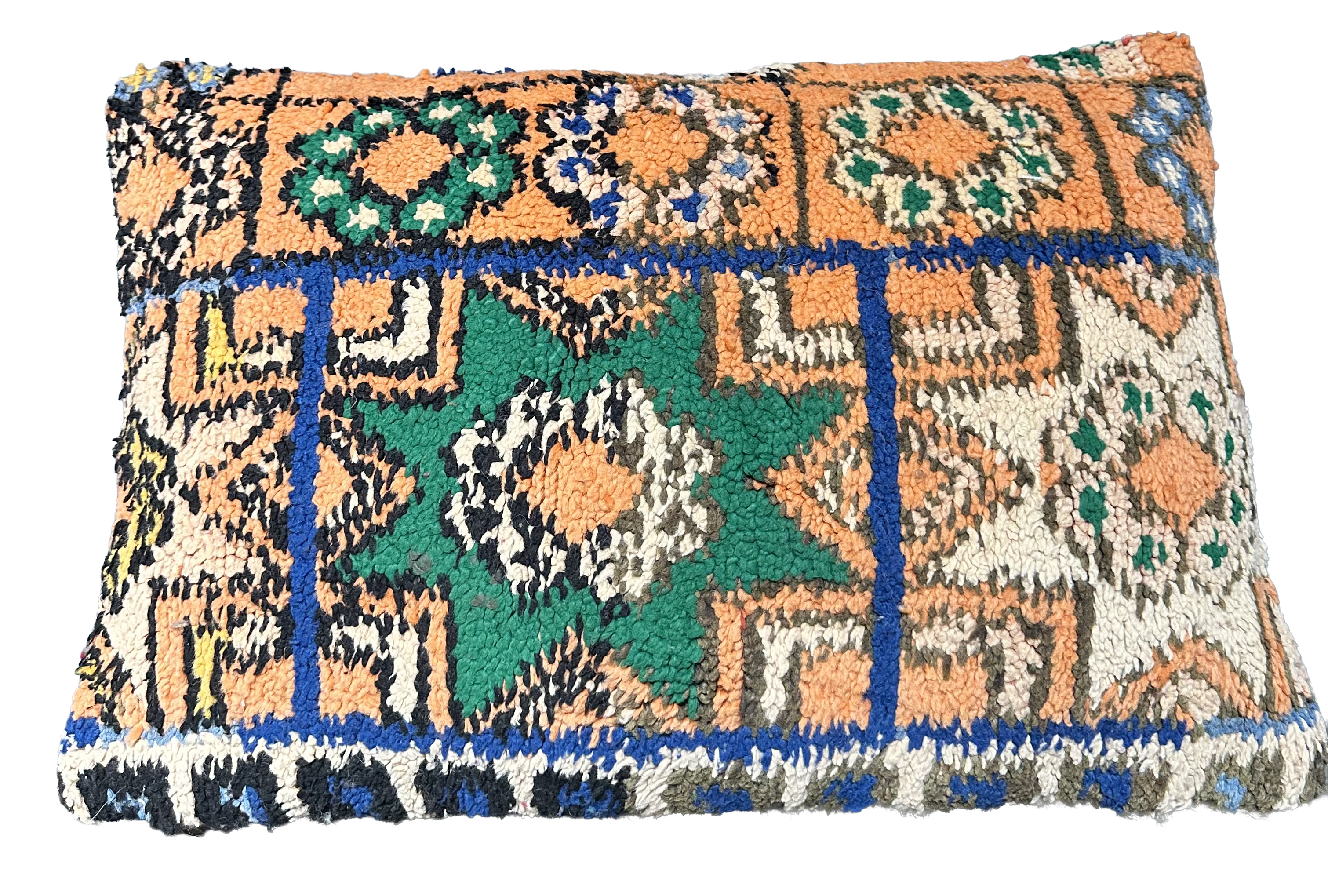 Marokkaans kussen - oranje mix + ster - 60 x 40 cm