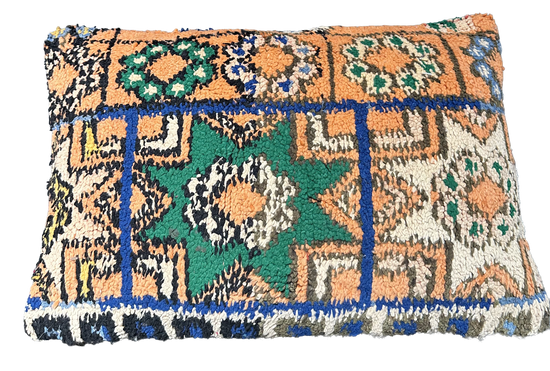 Marokkaans kussen - oranje mix + ster - 60 x 40 cm