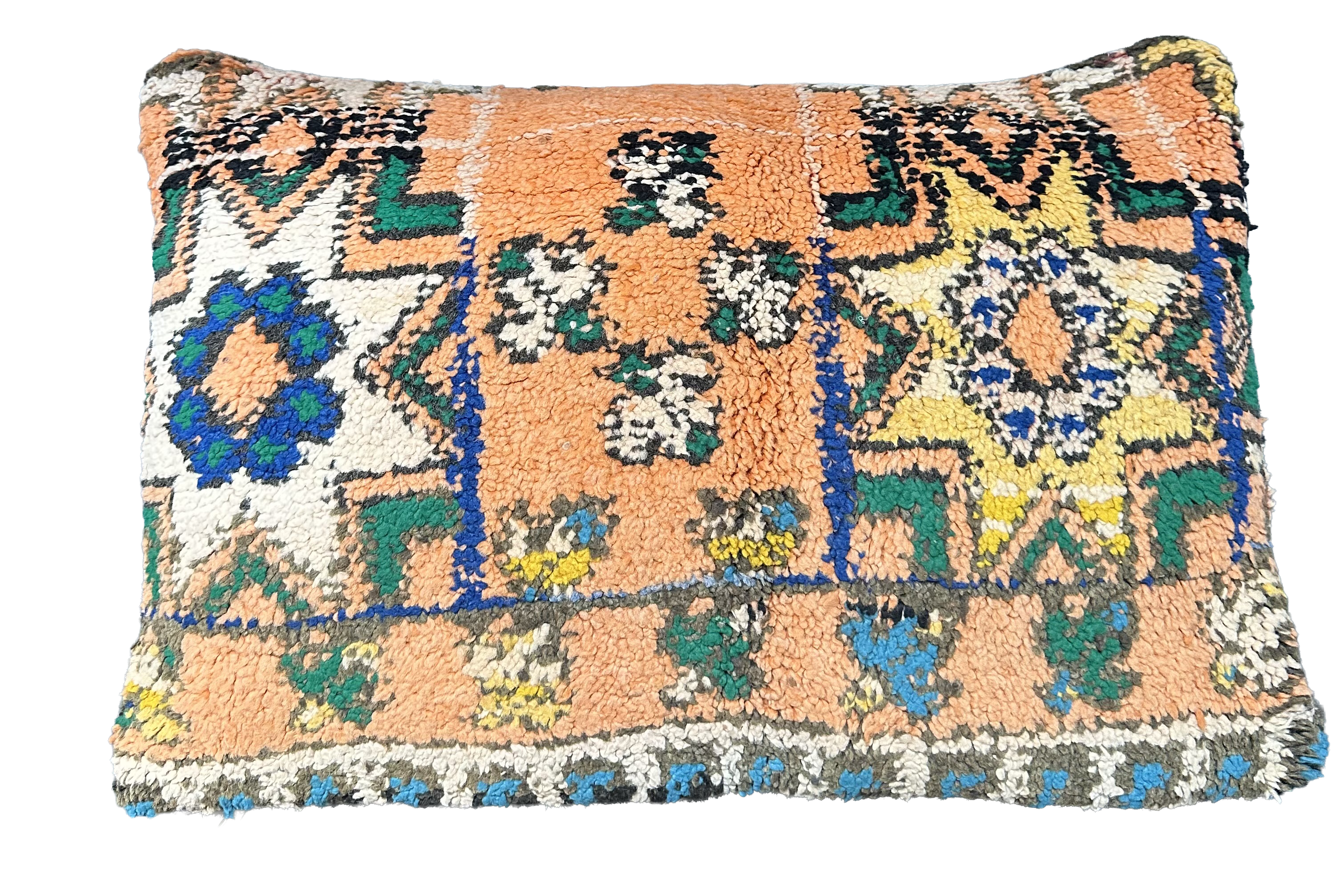 Marokkaans kussen - oranje mix + ster - 60 x 40 cm