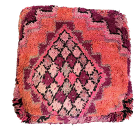 Marokkaanse Boujaad / kelim poef - roze + paars mix