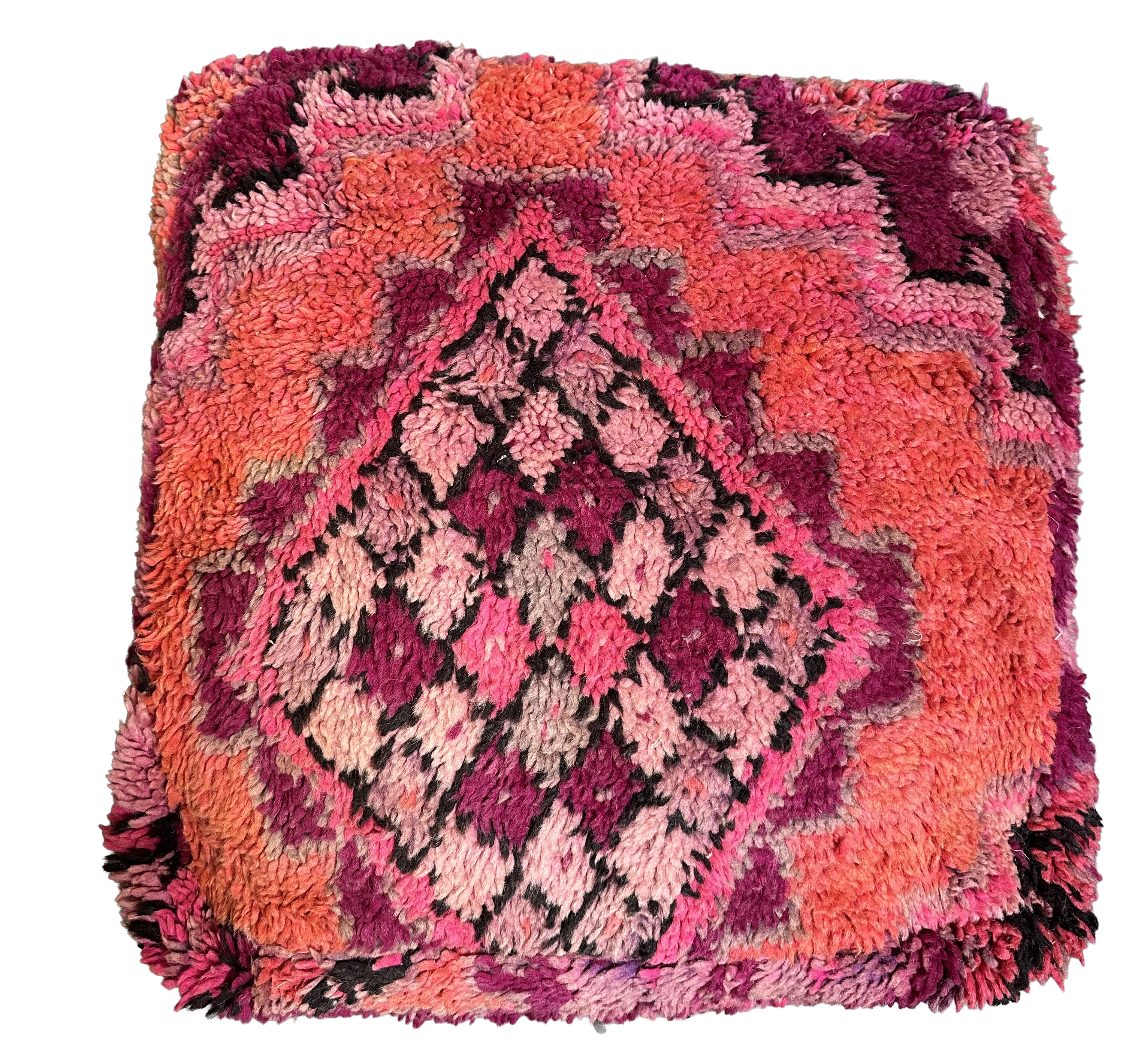 Marokkaanse Boujaad / kelim poef - roze + paars mix