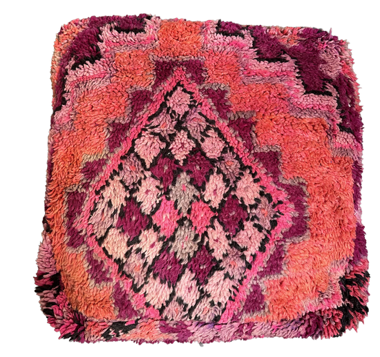 Marokkaanse Boujaad / kelim poef - roze + paars mix