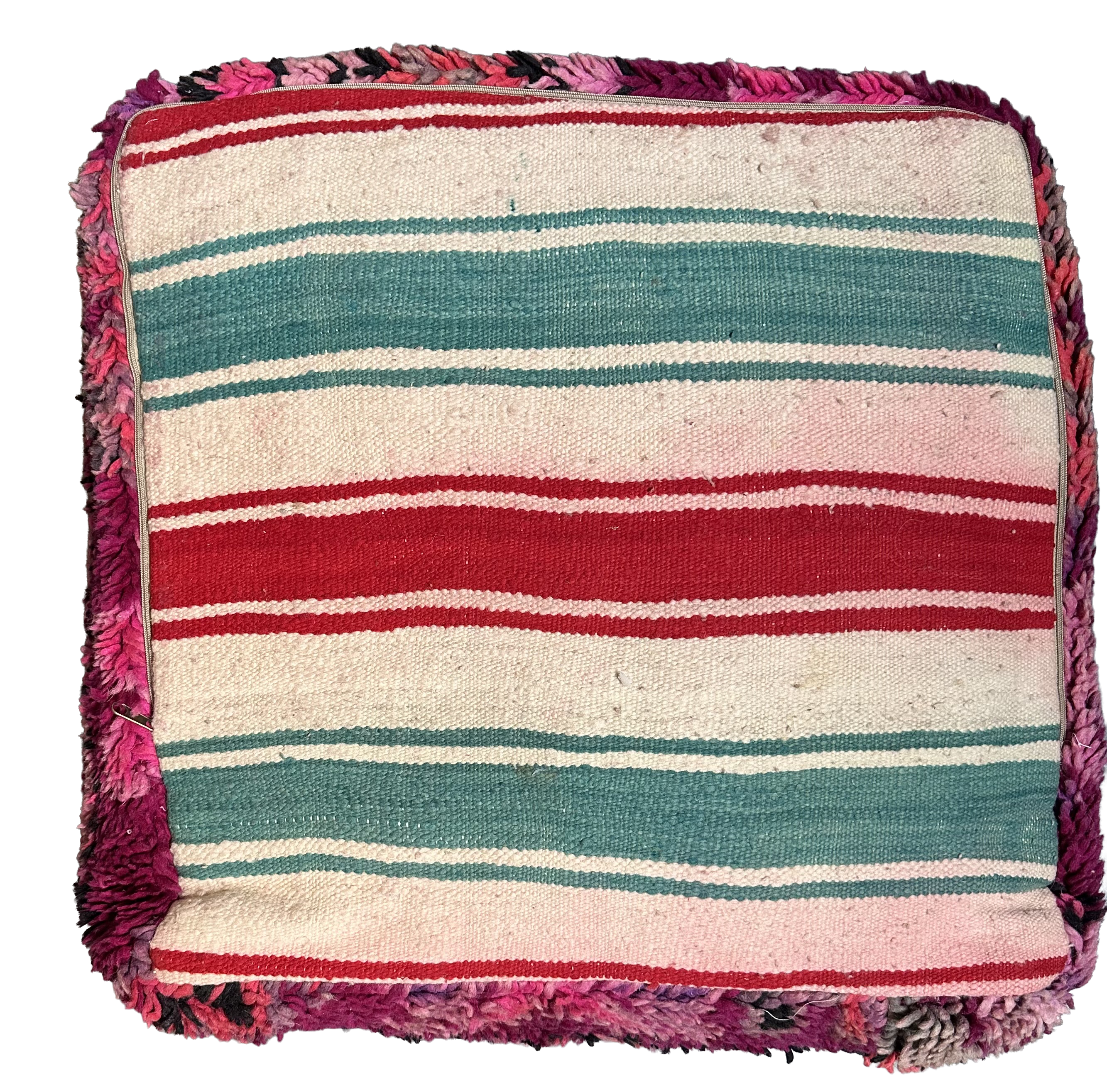 Marokkaanse Boujaad / kelim poef - roze + paars mix