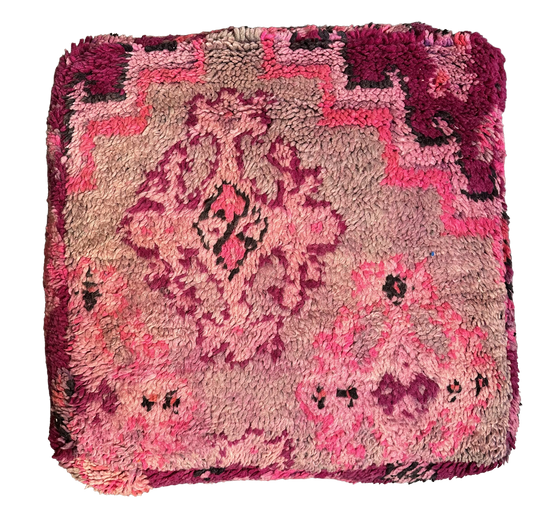 Marokkaanse Boujaad / kelim poef - roze + paars mix