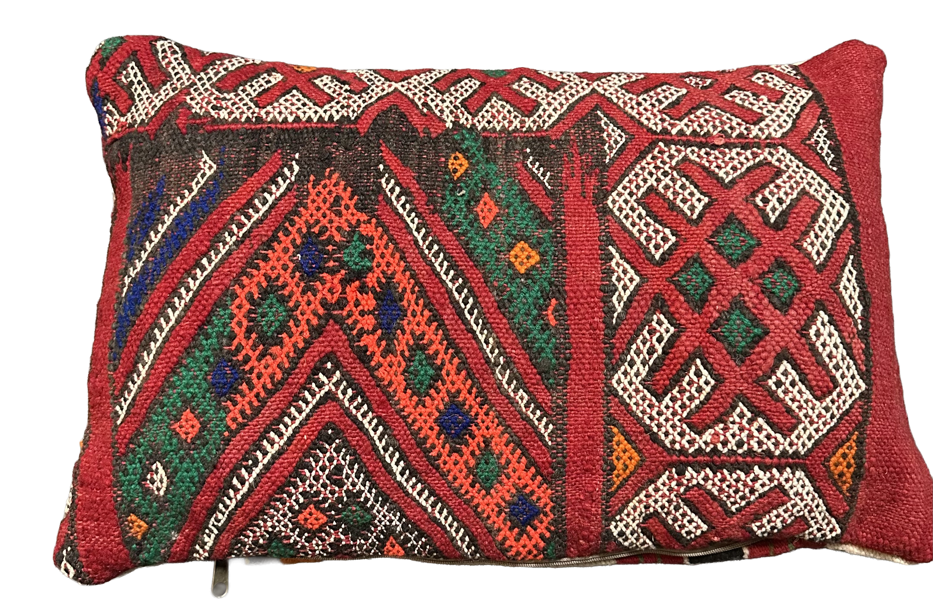 Marokkaans kussen - rood + neon mix - 60 x 40 cm