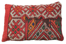 Marokkaans kussen - rood met neon mix - 60 x 40 cm