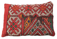 Marokkaans kussen - rood met neon mix - 60 x 40 cm