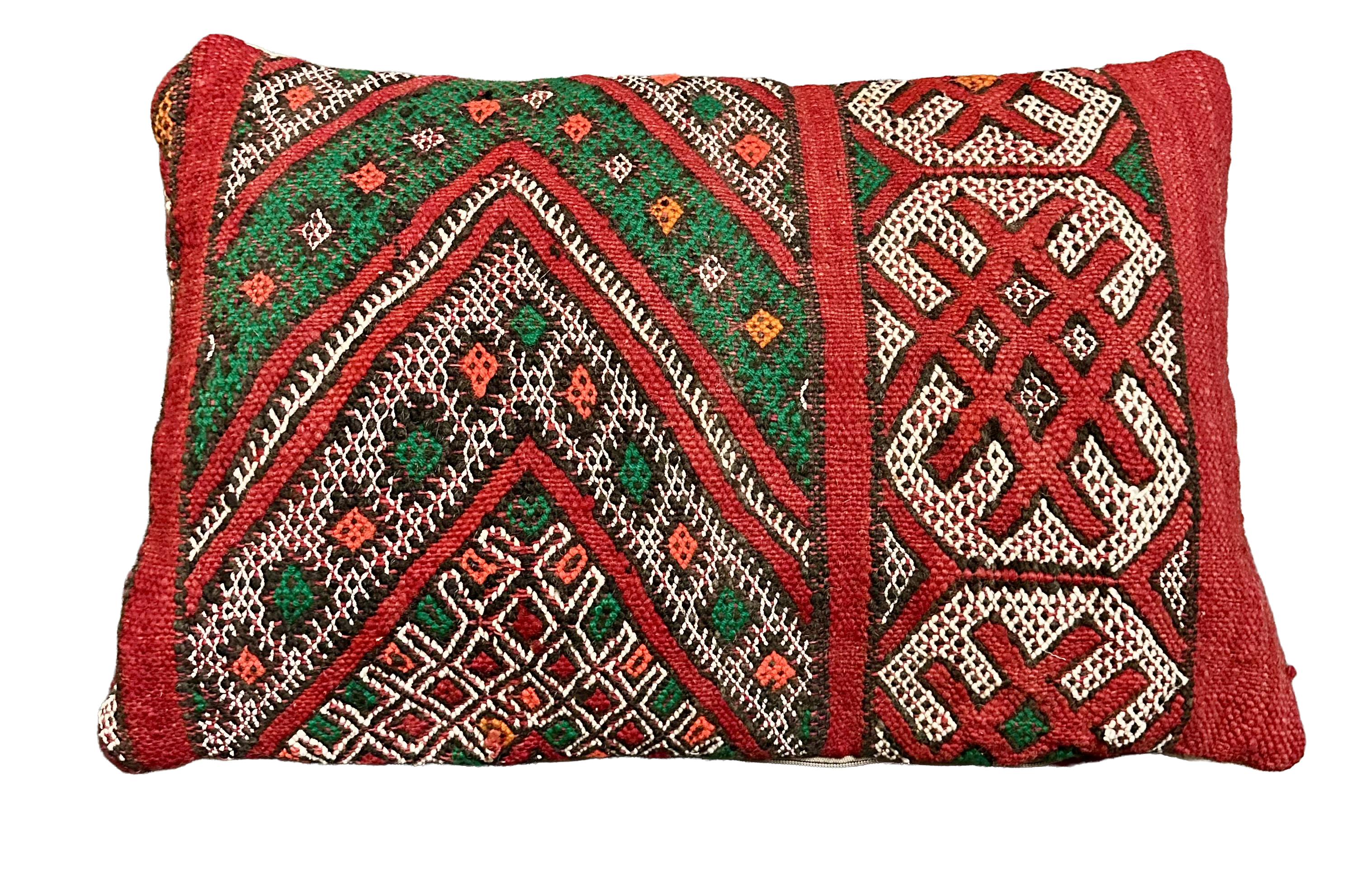 Marokkaans kussen - rood + neon mix - 60 x 40 cm