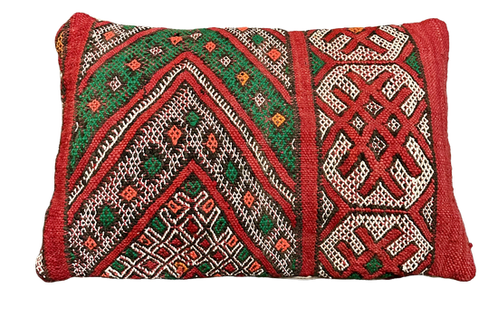 Marokkaans kussen - rood + neon mix - 60 x 40 cm