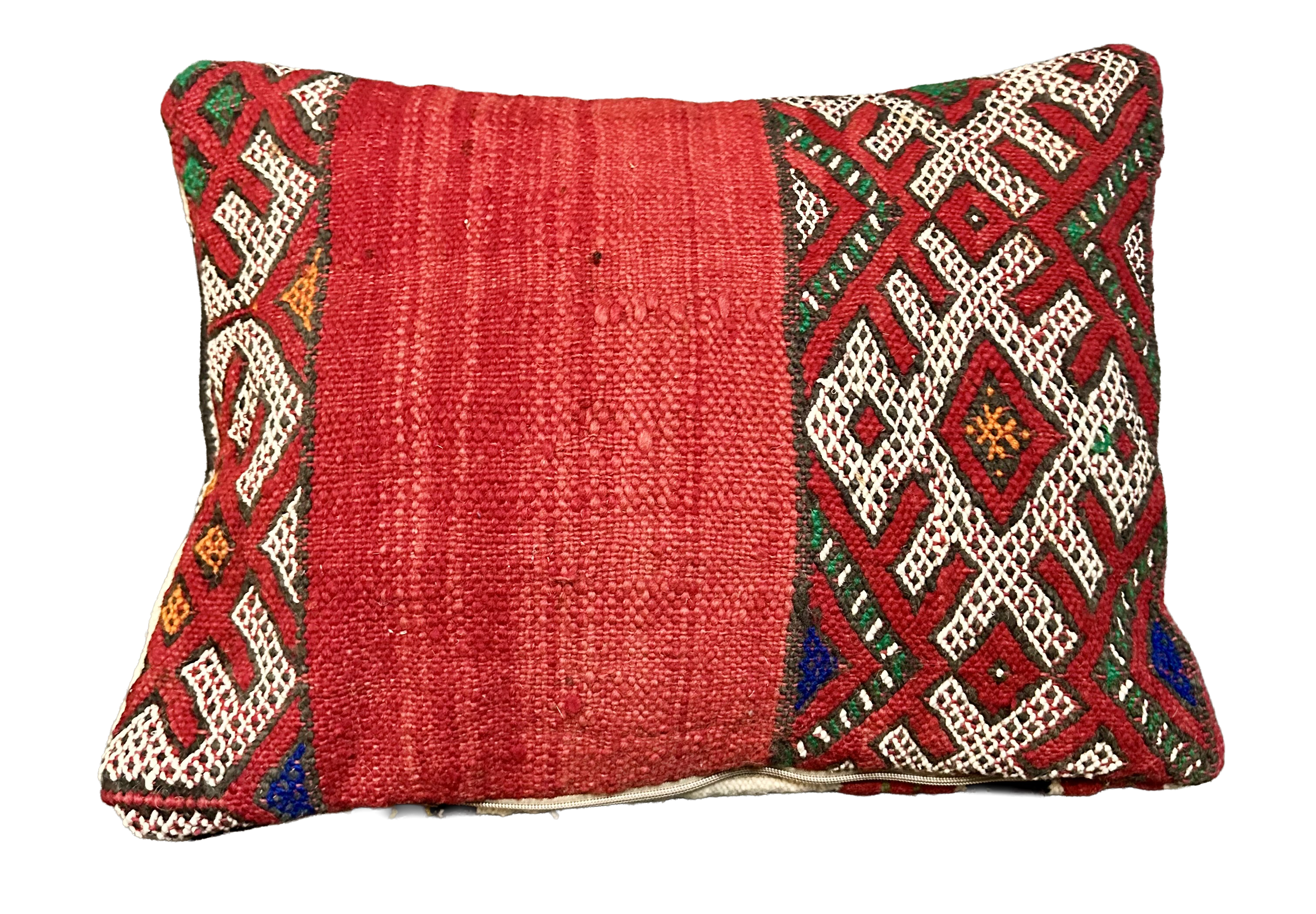 Marokkaans kussen - rood + neon mix - 50 x 40 cm