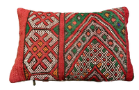Marokkaans kussen - rood + neon mix - 60 x 40 cm