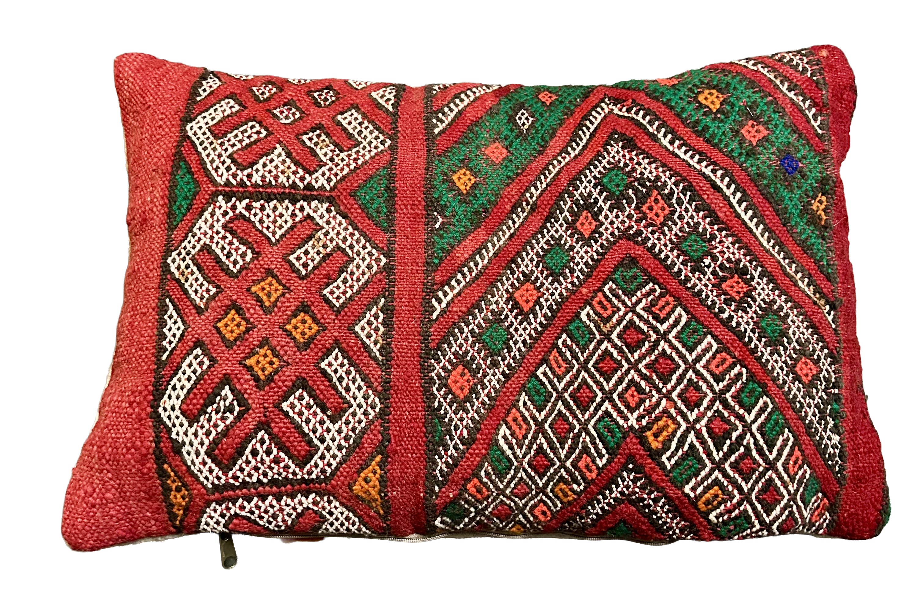 Marokkaans kussen - rood + neon mix - 60 x 40 cm
