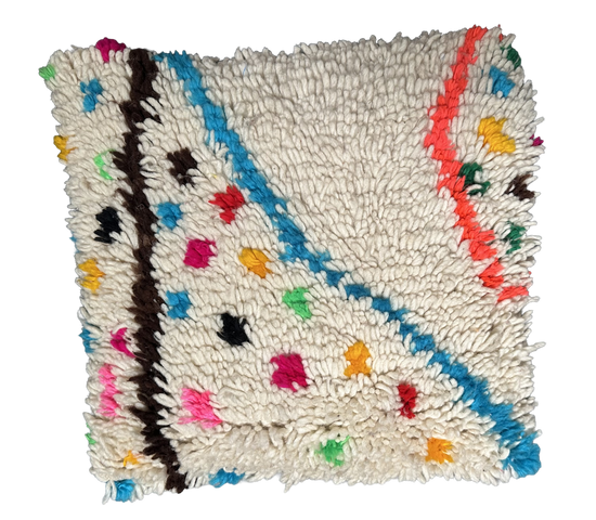 Marokkaans kussen - wit Azilal - 45 x 40 cm