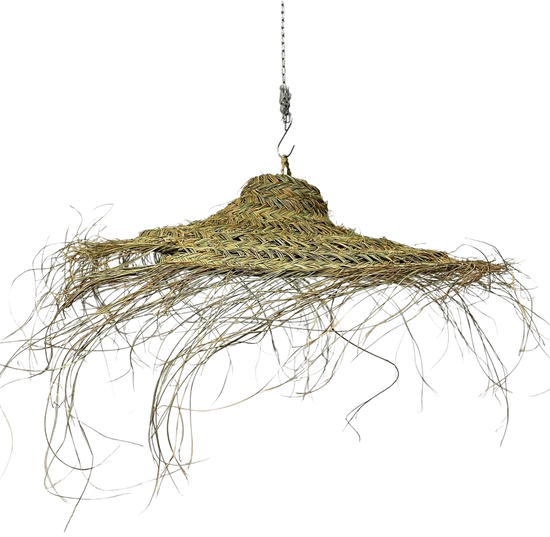 Hanglamp gevlochten "hoed"- naturel - hoogte 25 cm