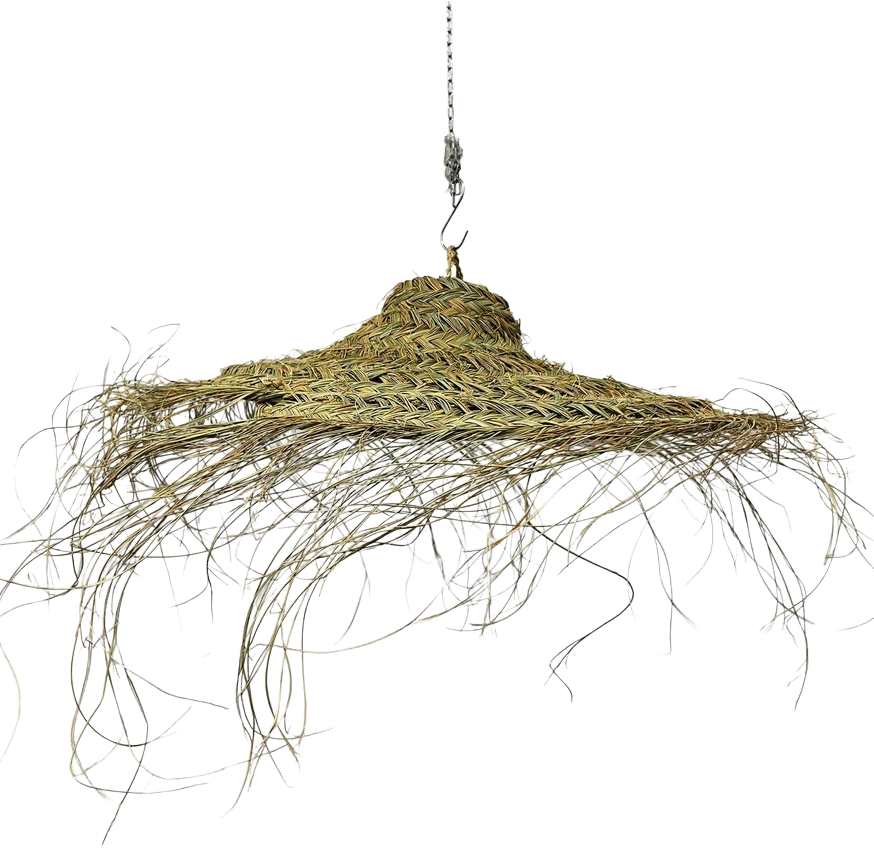 Hanglamp gevlochten "hoed"- naturel - hoogte 25 cm