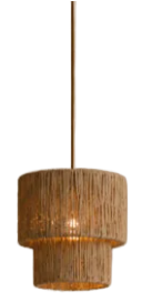 Duo raffia lamp - naturel - hoogte 21 x dia 25 cm