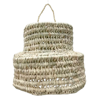 Hanglamp gevlochten "hoed" - naturel - hoogte 20 x dia 25 cm