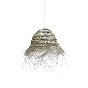 Pendant lamp braided sphere fringy XL - natural - height 30 x dia 50 cm