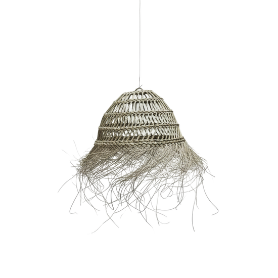 Hanglamp gevlochten bol fringy XL - naturel - hoogte 30 x dia 50 cm