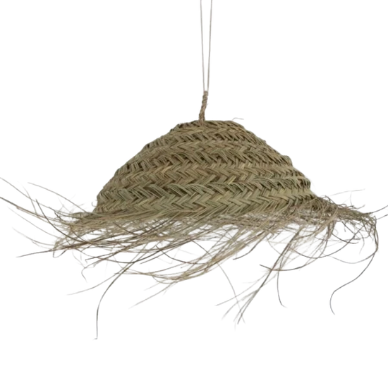 Hanglamp gevlochten "Hoed" - naturel - hoogte 30 cm x dia 45 cm