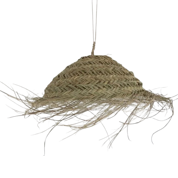 Hanglamp gevlochten "Hoed" - naturel - hoogte 30 cm x dia 45 cm