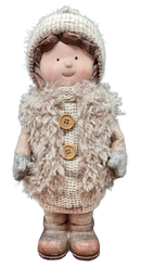 Meisje met bodywarmer - decoratiepop 35 cm