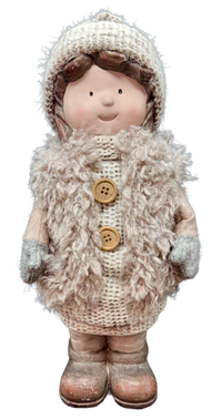 Meisje met bodywarmer - decoratiepop 35 cm