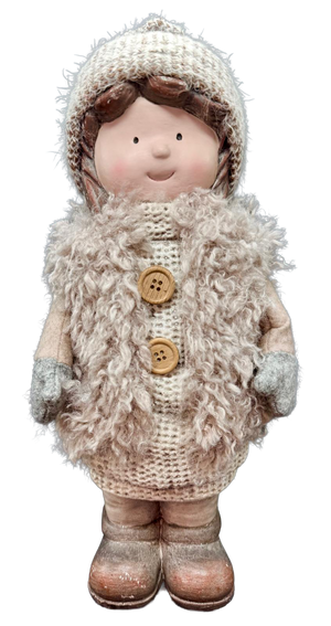 Girl wearing a body warmer – 35 cm decorative doll