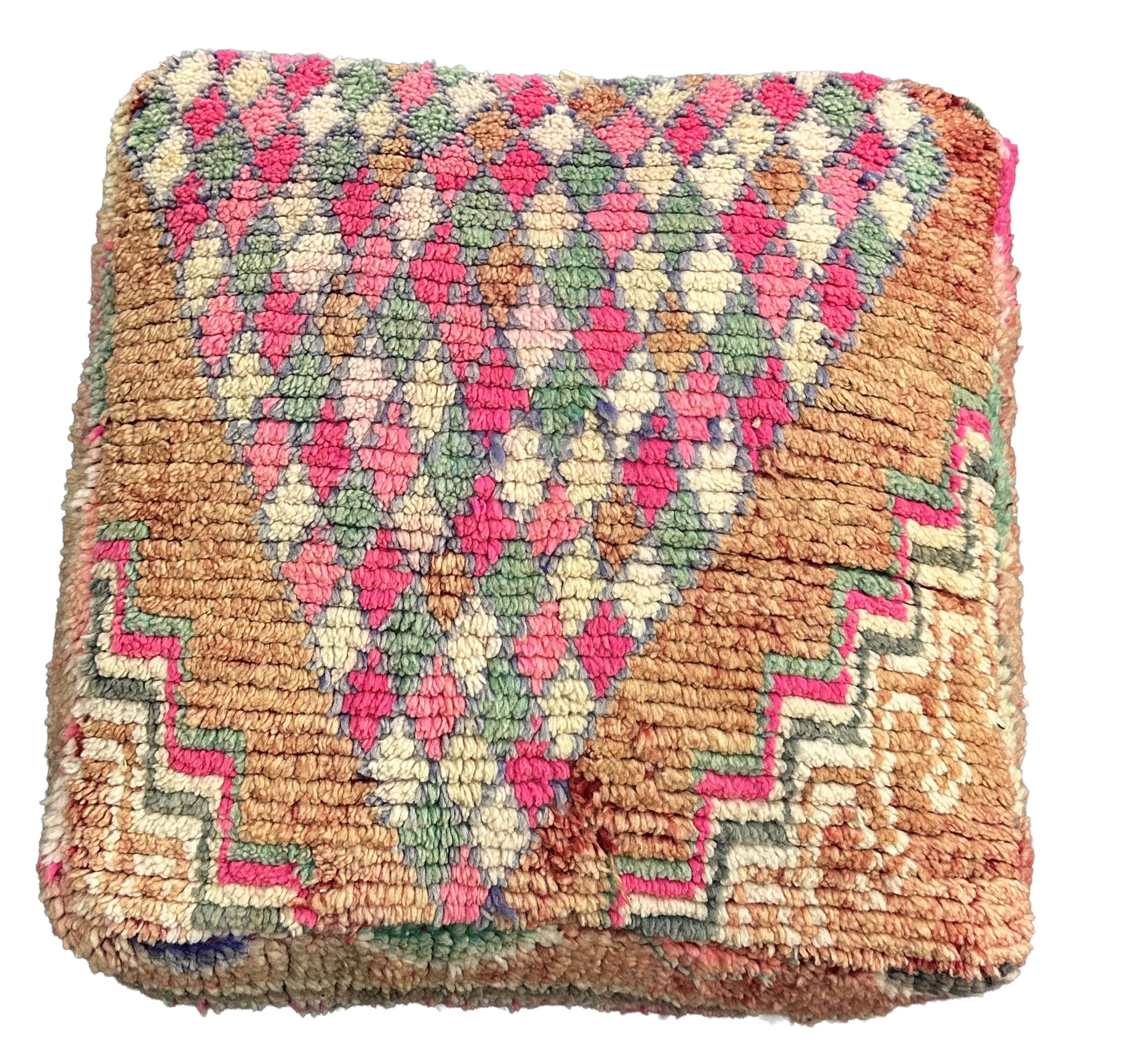 Marokkaans Boujaad / kelim poef - multicolor roze