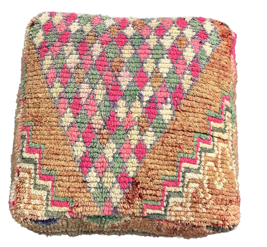 Marokkaans Boujaad / kelim poef - multicolor roze