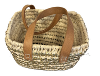Rieten boho mand met gouden pailletten