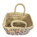 Rieten boho mand met multi-color pailletten