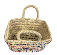 Rieten boho mand met multi-color pailletten