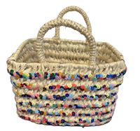 Rieten boho mand met multi-color pailletten