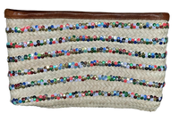 Rieten boho Clutch met multicolor pailletten