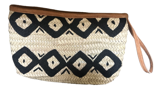 Rieten boho Clutch  - naturel met zwart