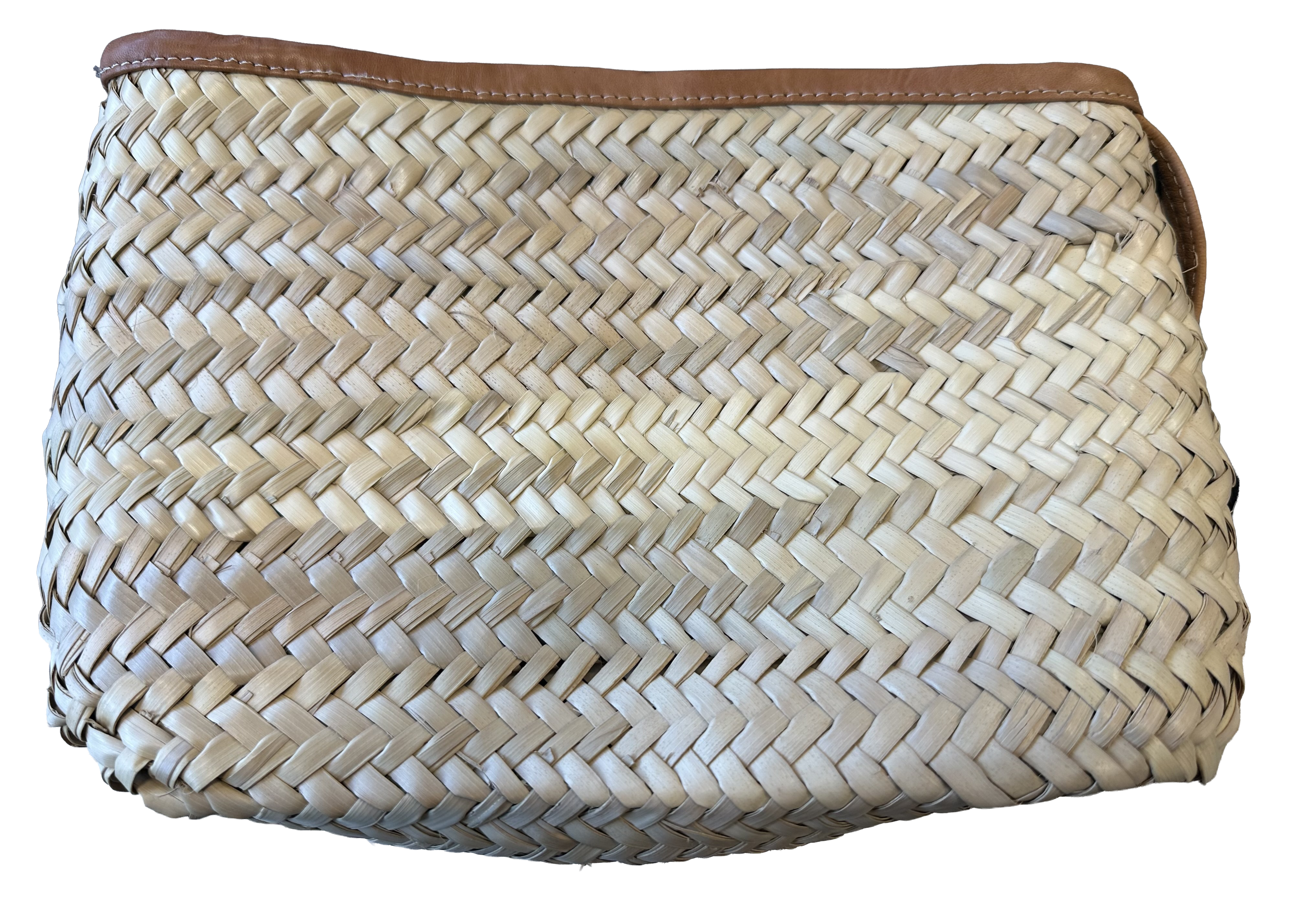 Rieten boho Clutch - naturel met zwart