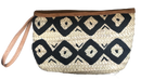 Rieten boho Clutch - naturel met zwart