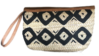 Rieten boho Clutch - naturel met zwart
