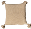 Pompom kussen - camel - 45 x 45 cm