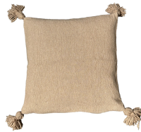 Pompom kussen - camel - 45 x 45 cm