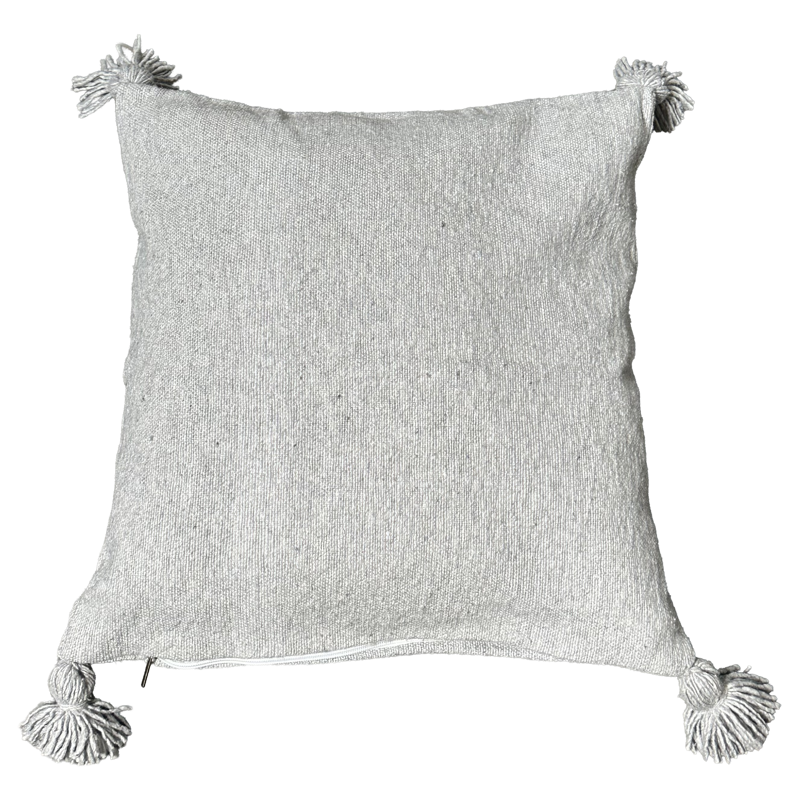 Pompom kussen - grijs - 45 x 45 cm