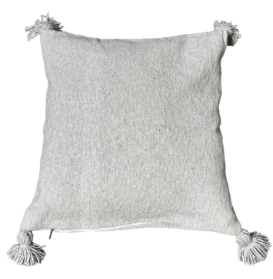 Pompom kussen - grijs - 45 x 45 cm