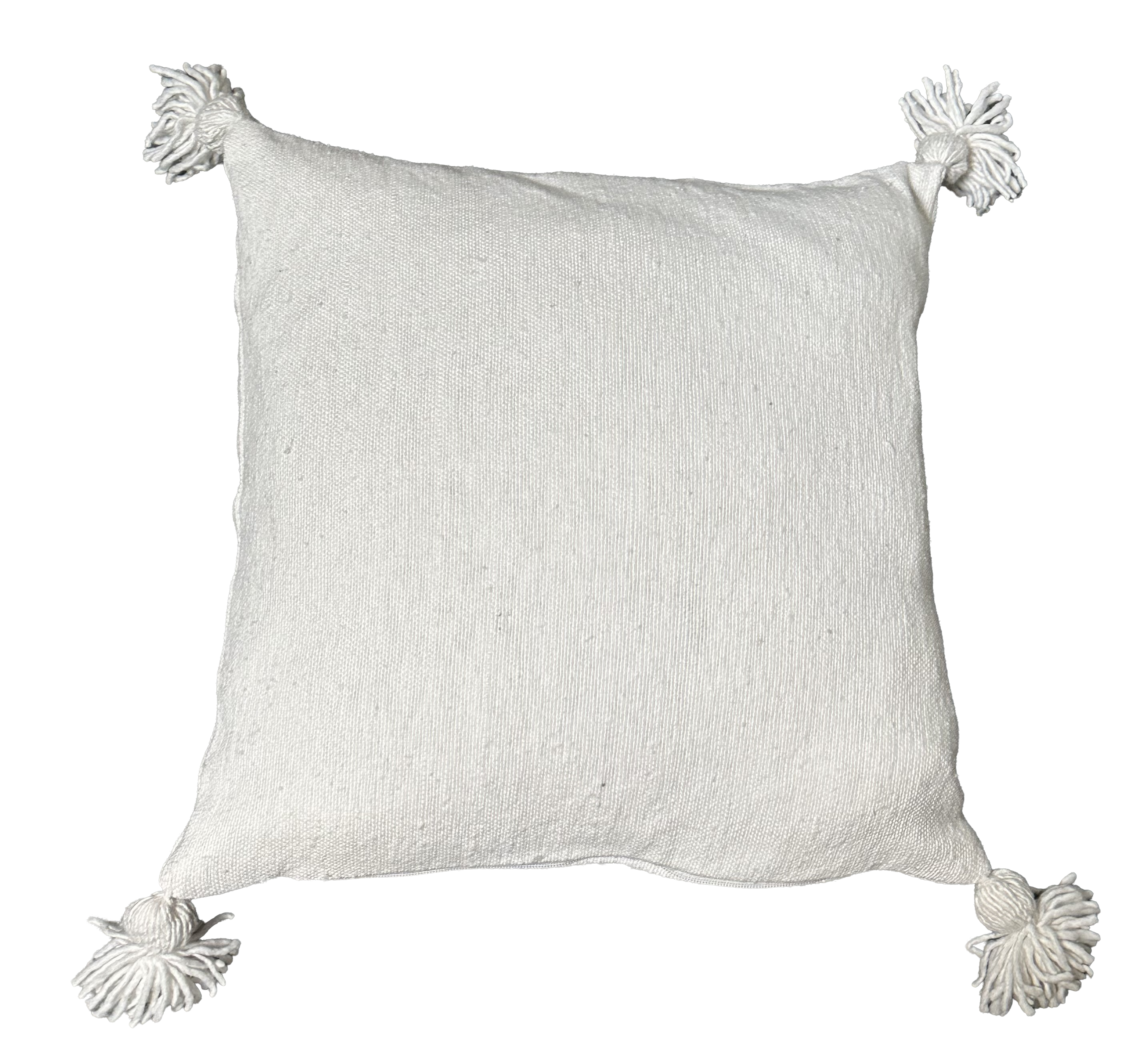 Pompom kussen - wit - 45 x 45 cm