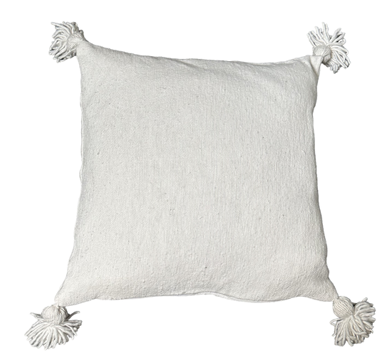 Pompom kussen - wit - 45 x 45 cm