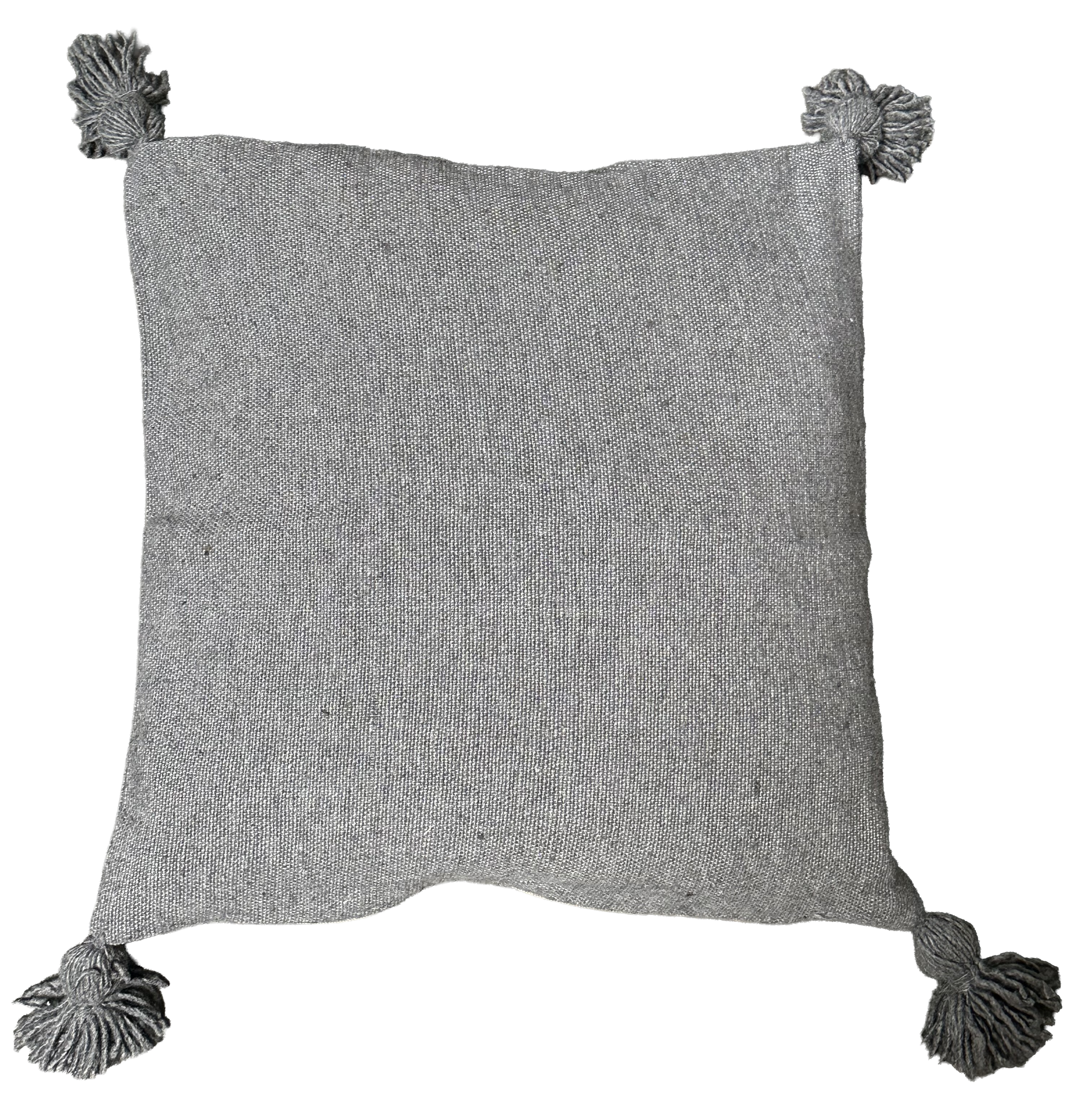 Pompom kussen - donker grijs - 45 x 45 cm