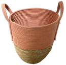 Opbergmand met handvaten - Oranje/Roze - hoogte 34 cm