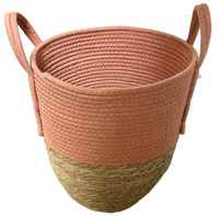 Opbergmand met handvaten - Oranje/Roze - hoogte 34 cm