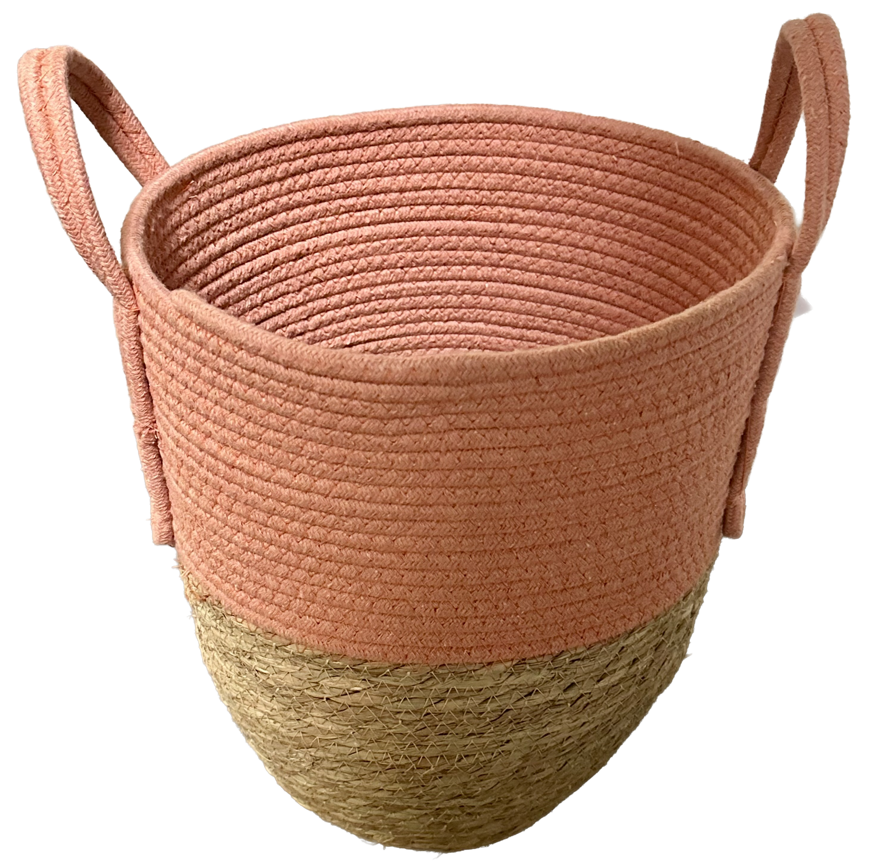 Opbergmand met handvaten - Oranje/Roze - hoogte 34 cm